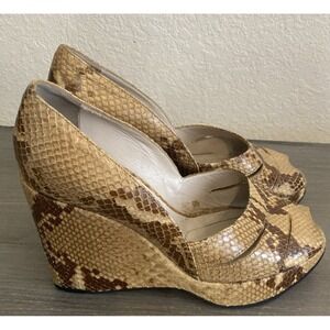 Robert‎ Clergerie Platform Snakeskin Shoes US 6 Summer Sexy Resortwear Peep toe